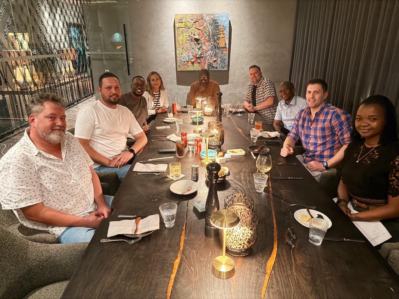 Fuse colleagues gathered around a dinner table in South Africa